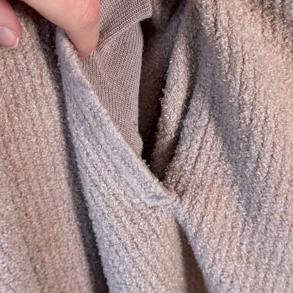 Barefoot Dreams Cozychic Lite Tan Waterfall Cardigan Sweater Womens L Casual